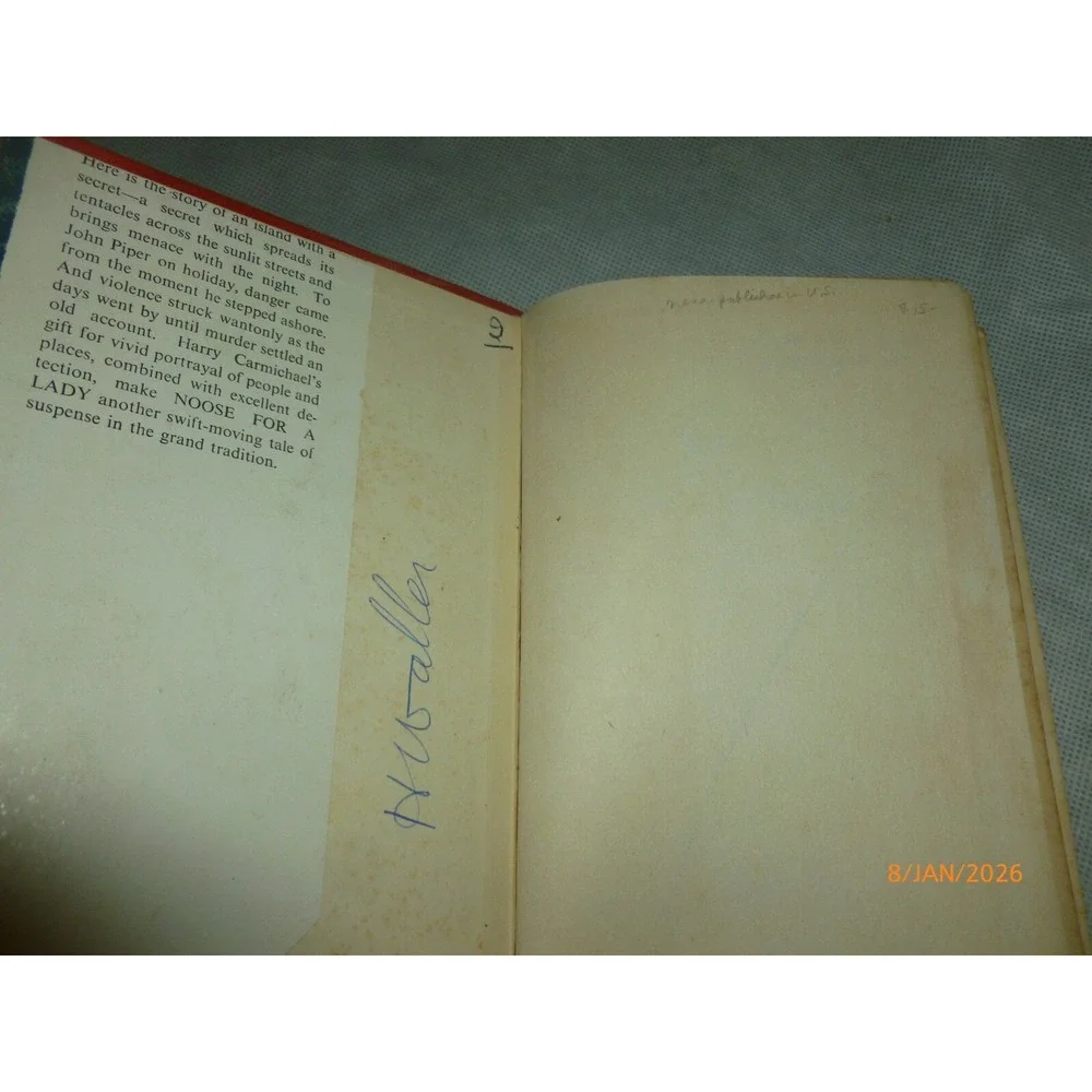 Noose for a Lady Harry Carmichael Collins Crime Club Mystery Hardcover 1958‎ DJ